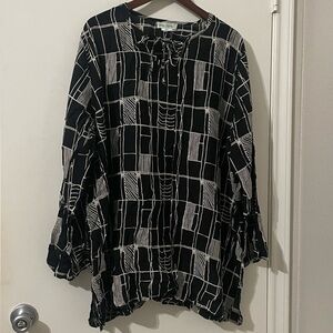Ulla Popken Black and White Checkered Blouse Size 24/26